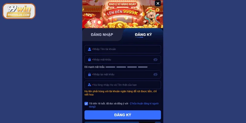 Hướng dẫn đăng ký 99Win cơ bản từng bước