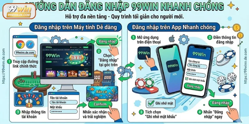 Hướng dẫn đăng nhập 99Win qua 2 cách