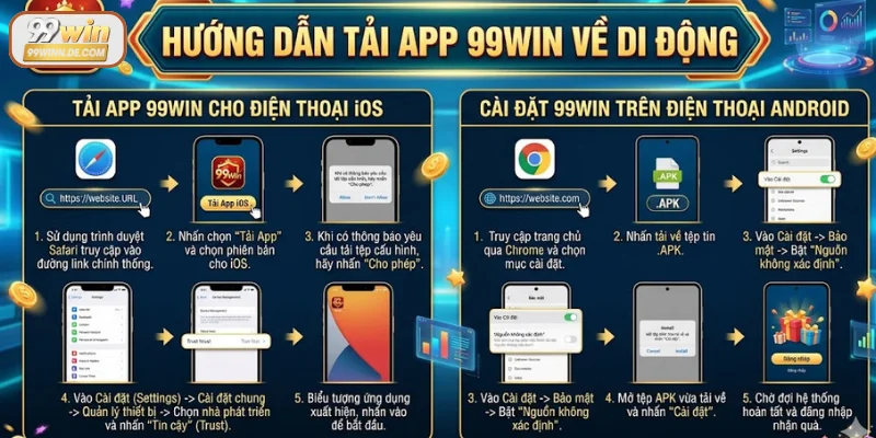 Hướng dẫn tải app 99Win trên IOS, Android