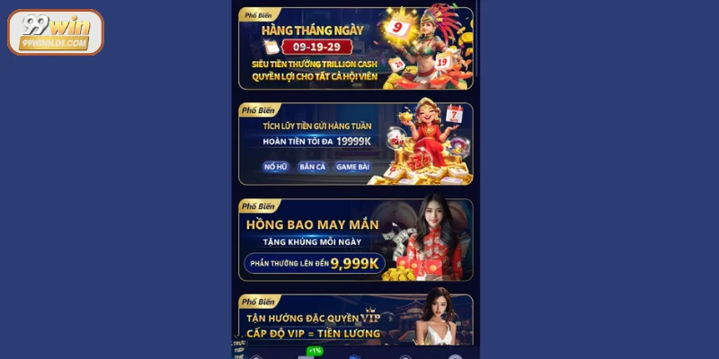 Khuyến mãi 99Win hiện có dành cho người chơi