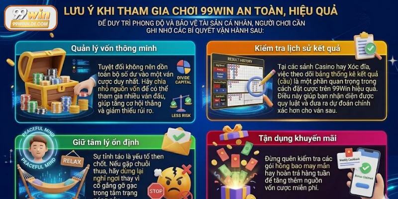 Lưu ý khi tham gia chơi 99Win